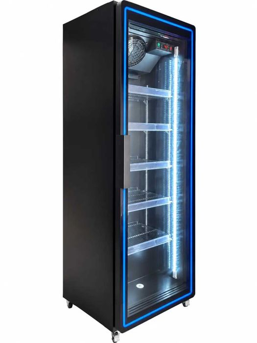 Vitrine frigorifice verticale 1 ușă sticlă curbată, 394 L, LED, 0…+10 °C - GARANTIE 3 ANI