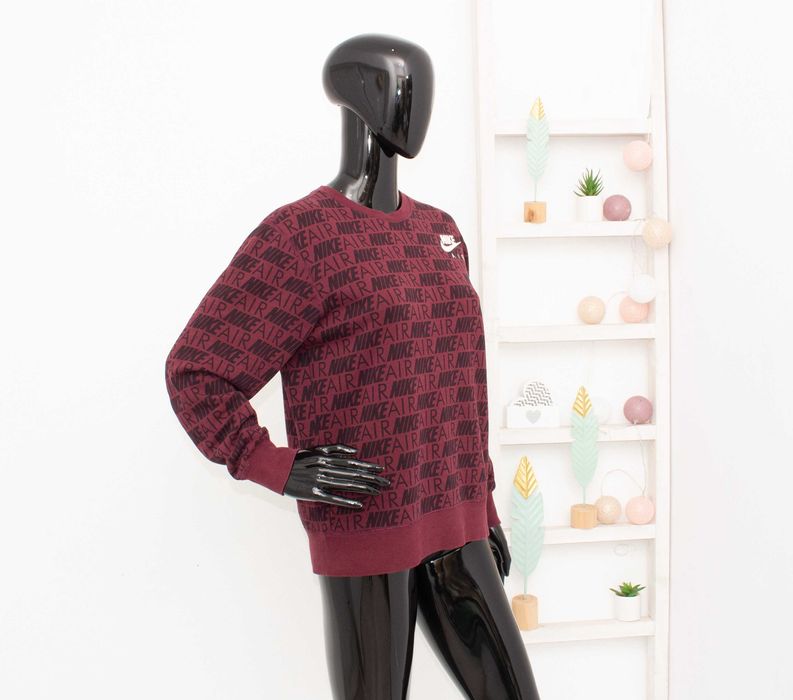 Nike Air оригинален дамски суичър вишнав пуловер овърсайз XS-S