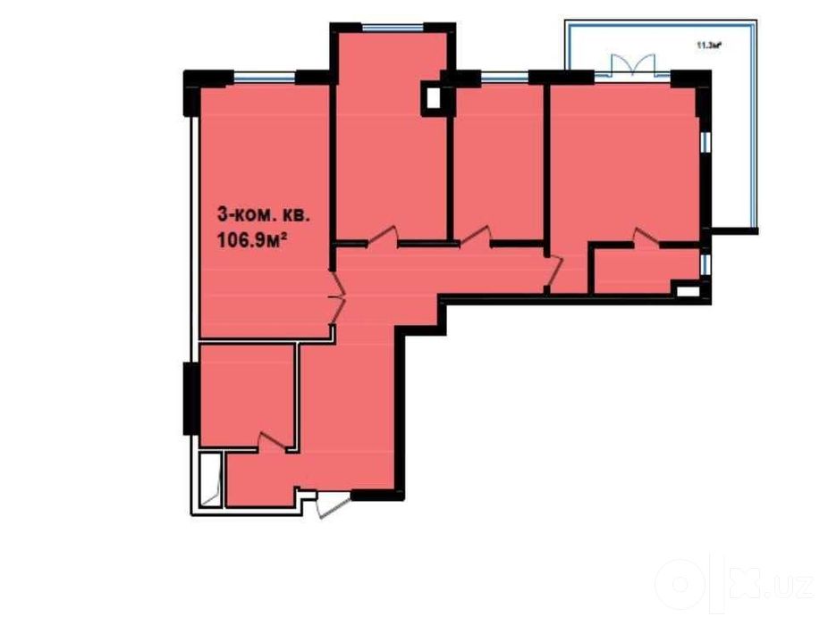 Три комнаты под ваш дизайн — 106,09 м² в ЖК Vegas Tower`