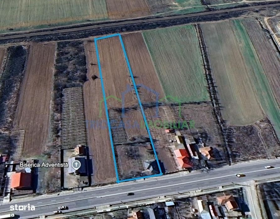 Casa Bradesti , teren  intravilan 7952 mp , deschidere 33 m la DE 70