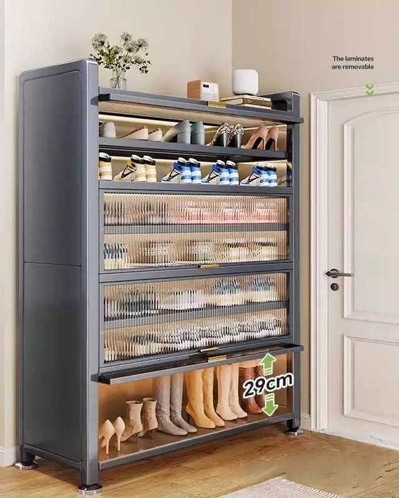 Обувной шкаф ПВХ/Сдвижные дверцы без пыли/компактная обувница/optim