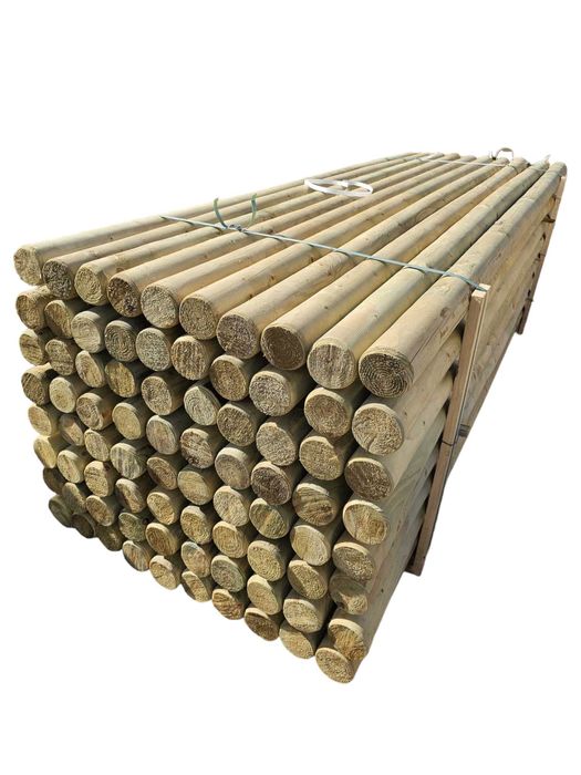 Stalpi rotunzi pentru gard din lemn tratat