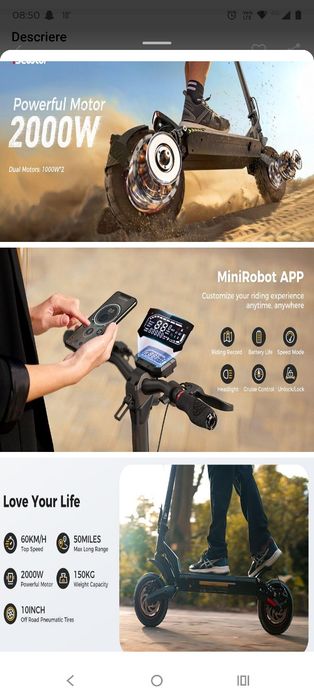 Oferta! Trotineta cu 2 motoare off road 60 km/h noua in cutie.