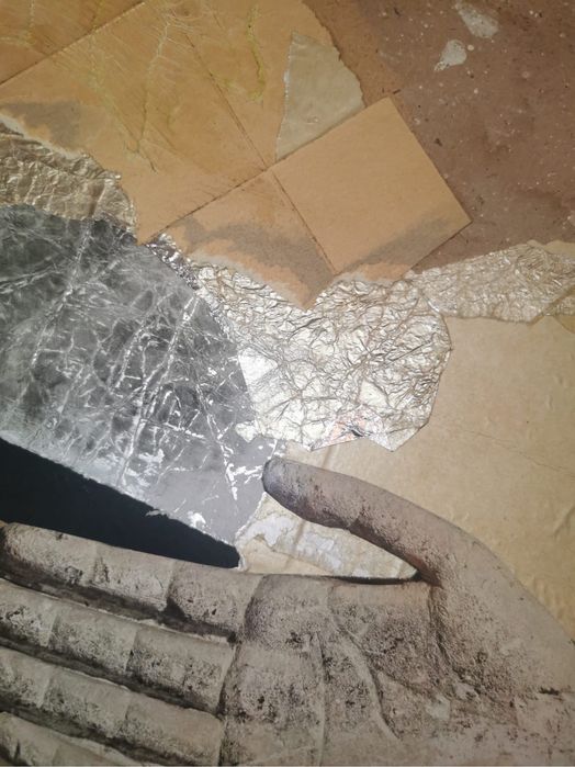 Антикварна картина колаж смесена техника авторска подписана дататирана