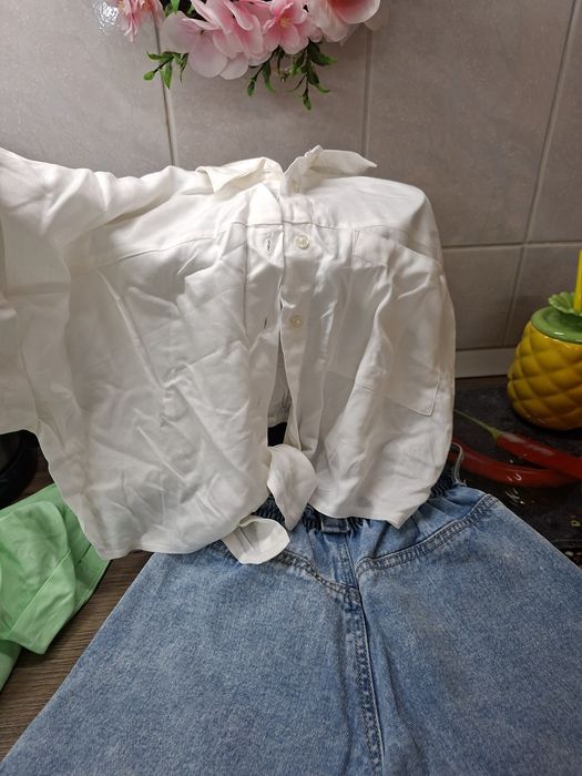 Pantaloni scurtu denim si doaua camasi mas 146-152