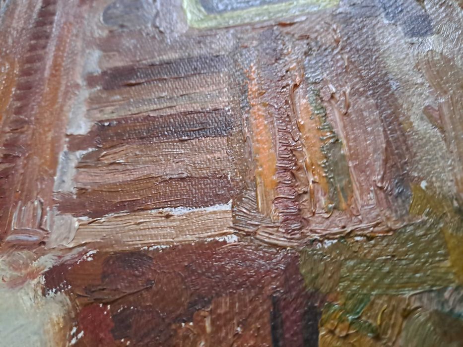 pictura pe panza romaneasca veche 85/50 cm