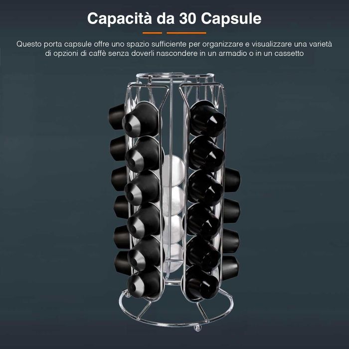 Suport metalic pentru capsule cafea Nespresso 30 bucati inox 10x25cm