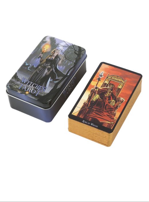 Новые таро ведьмы, оригинал, в железной коробке, края золотые