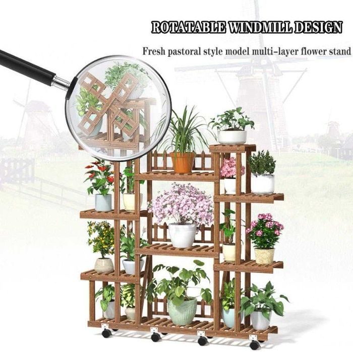 Цветарник, рустик дизайн и солидна конструкция, стълба, рафт №6