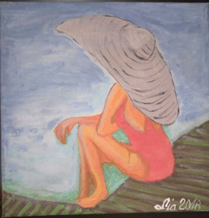 Tablou original – „Fata cu pălărie” – pictură pe pânză, unicat