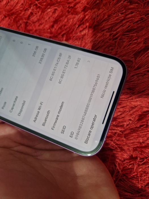 -Iphone 16, ca Nou, 256Gb, 8Ram, E-Sim, Pink Titanium, ireprosabil, ba