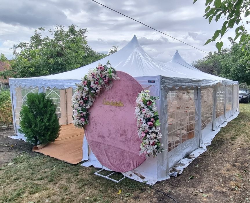 Cort profesional pentru evenimente 6x10 m, complet echipat – mobilier și accesorii incluse