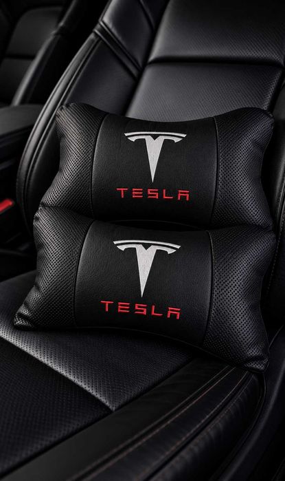 Възглавнички за кола Tesla Тесла – бродирано лого, 2 броя