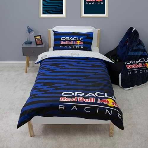 Нов Детски спален комплект Red Bull Racing двулицев син 135x200 см за стая фенове