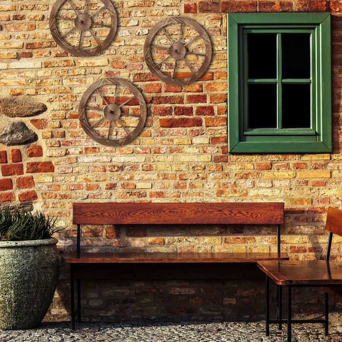 Roata decorativa din lemn aspect vintage pentru interior exterior 40cm