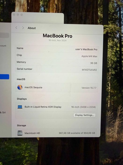 Macbook Pro M4 Max 16, 36GB RAM, 1TB SSD,14 CPU, 32 GPU