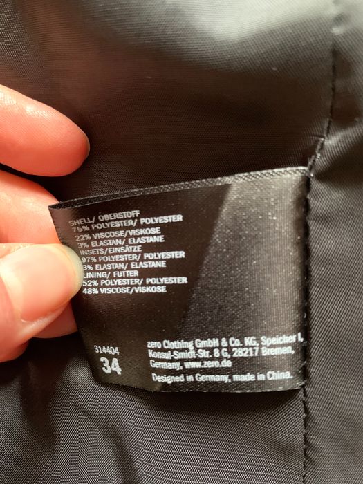 Елегантно Вталено черно сако със сатен Zero, размер 36 S, чисто ново