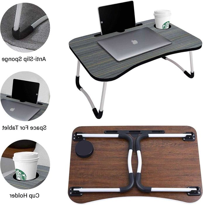 Masa laptop pentru pat si canapea pliabila negru 26x63x40 cm