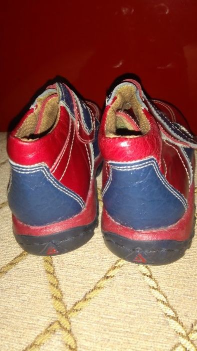 Ghete nr. 22, rosu - navy blue, piele naturala - NOI