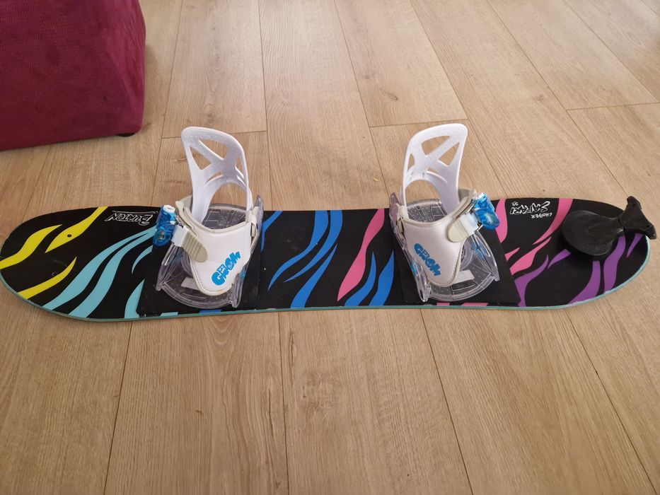 Placa snowboard 90 cm Burton copii, legaturi, accesoriu tragere Reel