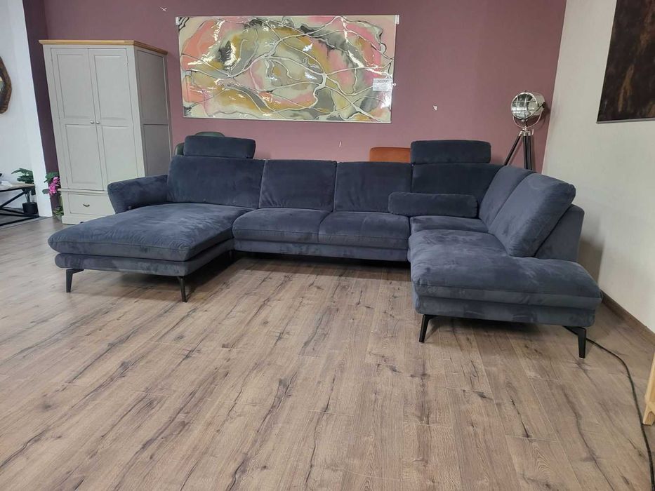 Тъмно сив П - образен ъглов диван Carsten с електрическа лежанка