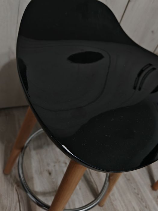 Scaune bar Jasmine, fix, ABS + lemn fag + metal, negru + fag, 80.5 cm