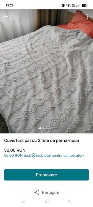 Vând cuvertura + 2 fete perna