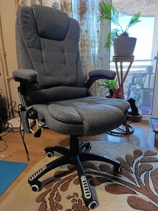 Vinsetto Fotoliu Relax – 6 Zone de Masaj, Gri,  scaun pentru birou cu masaj  si caldura