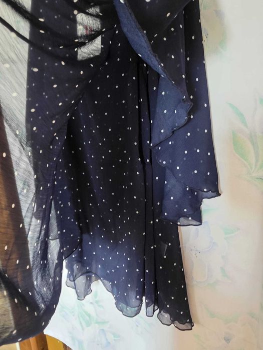 Tunică de voal, bleumarin cu buline albe mici, măr. universală