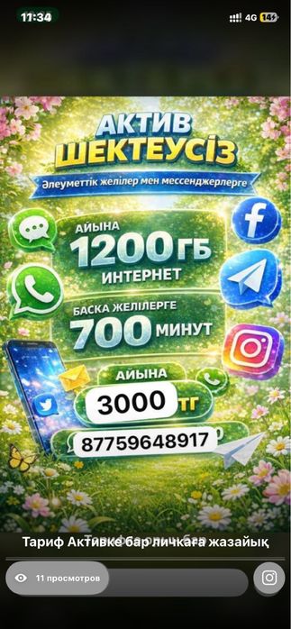 Актив номерге тариф косамын