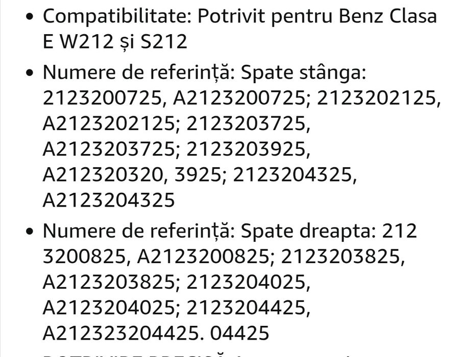 Set 2 perne aer spate Mercedes W212,S212