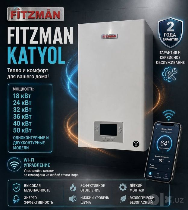 FITZMAN 24kVt gaz katyol Wi-FI котел оптом Birinchi qol Kotyol optom