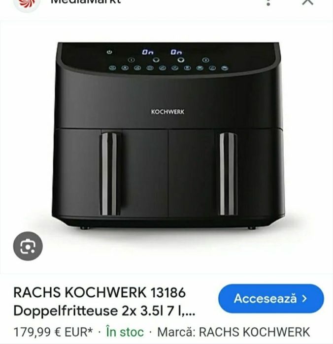 Friptoza aer cald doua compartimente 2x3,5l