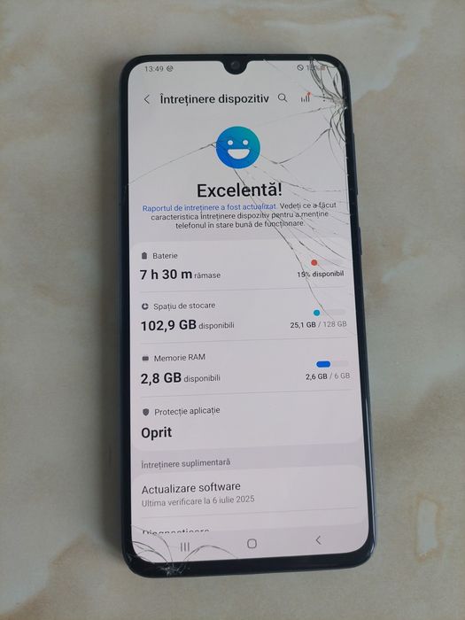 Vând Samsung Galaxy A70 albastru [spart dar funcțional] //poze reale