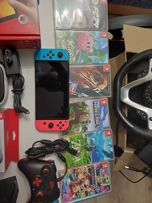 Nintendo Switch oled atmosphere, волан с педали, контролери, игри
