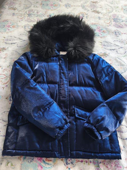 Зимно яке с гъши пух и качулка с естествен косъм