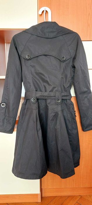 Trench coat dama negru, cambrat, marimea 36