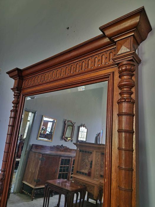 Голямо антично фасетно огледало за стена