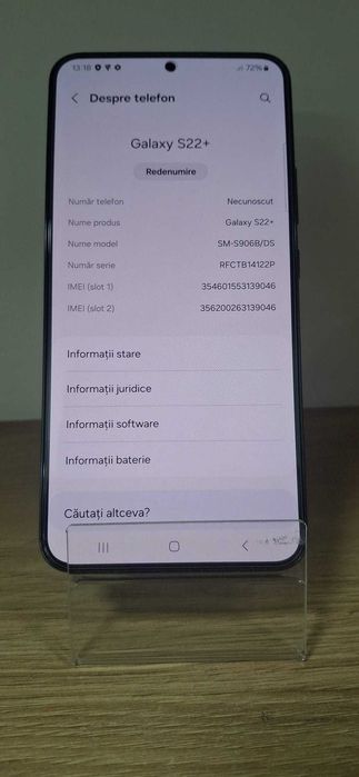 Samsung, S22 Plus 5G, 128GB, Black/Fin X Amanet cod 130150
