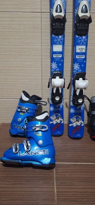 Set schiuri 100cm clapari ski, cascs