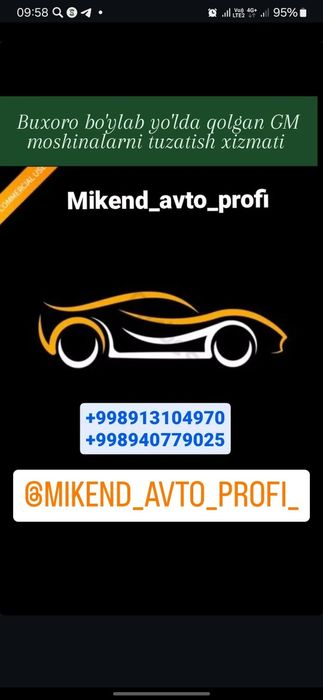 24/7 BUXORO SHahari Bo‘ylab Servis Xizmatlari  "GM avtomobilariga"