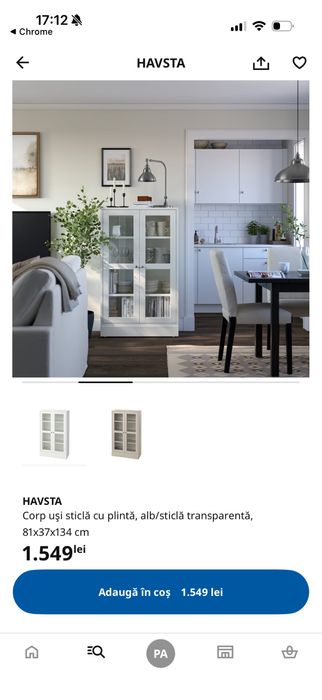 Dulap vitrina lemn masin IKEA