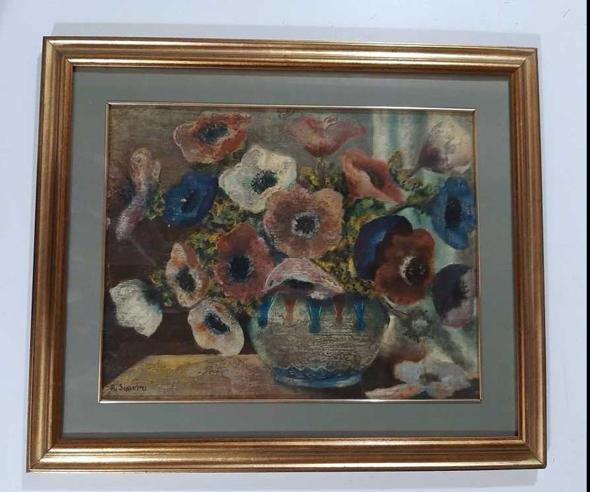 Tablou, pictură ulei/masonit, Vas cu flori, Roberto Scalvini