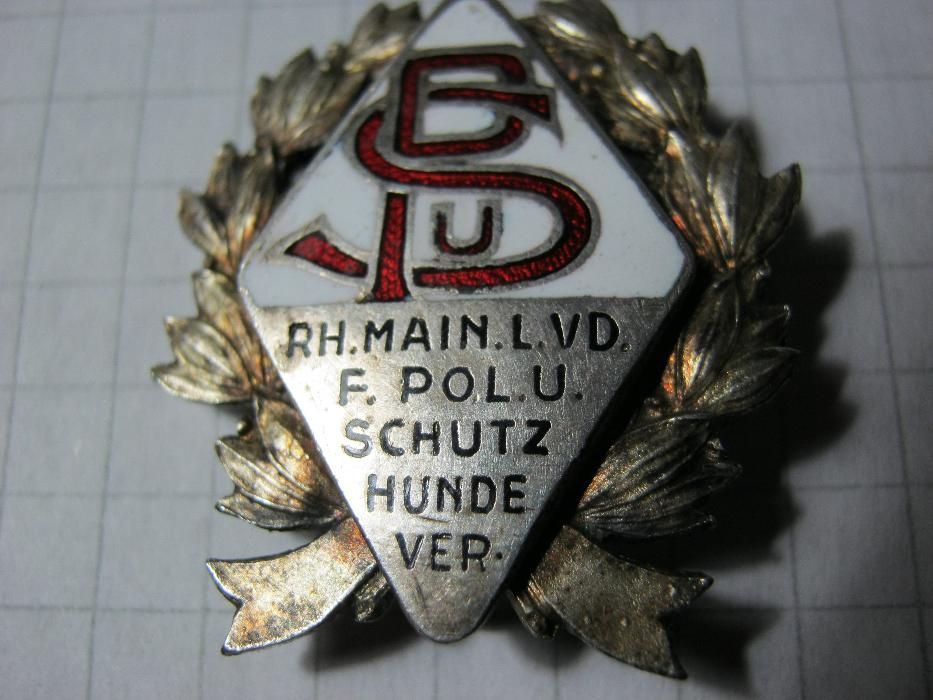 Insigna,ft veche,argint emailat,Germania,Politie.