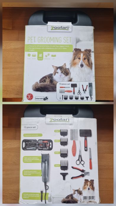 Set premium aparat/mașină tuns părul animalelor (tuns pisici, tuns câini) trimmer nou, la cutie, cu foarfeci si accesorii