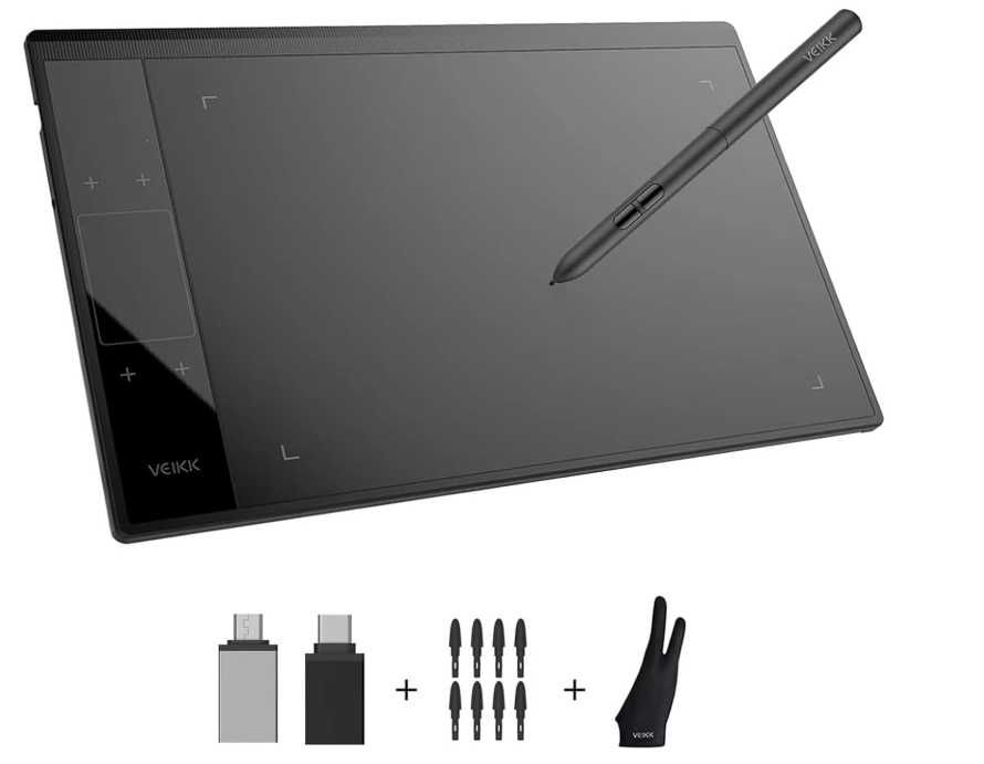 Tableta Grafica VEIKK 10x6 inch | Pix fara Baterie 8192 Niveluri Presiune | NOUA