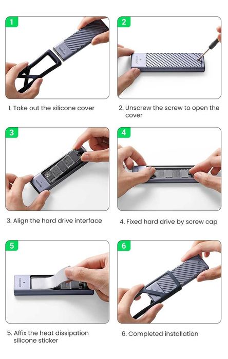 Case "UGREEN" протокол NVMe 2 , 10 Гбит/с. USB3.2 Gen 2.