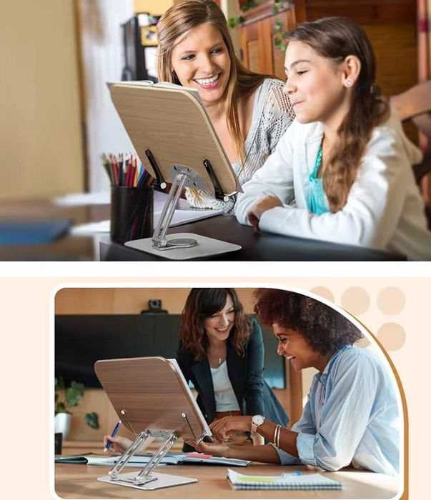 Подставка для чтения с вращающимся основанием и деревянным дизайном m5