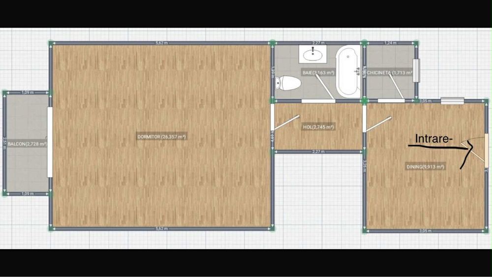 Proprietar vând apartament cu 1 camera ultracentral 40 mp cu panorama