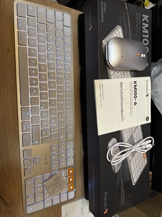 Set tastatură mouse Bluetooth iluminare din spate ProtoArc pentru Mac,KM100-A,multi-dispozitiv,reîncărcabil,fără USB,pentru MacBook Pro/Air iPad